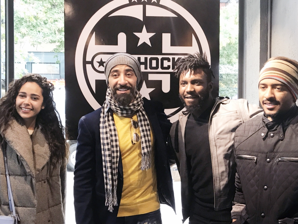 Saudi artists Qusai, Hamza and Assiri at the event to mark 35th year of Casio G-Shock in New York. — Courtesy photo