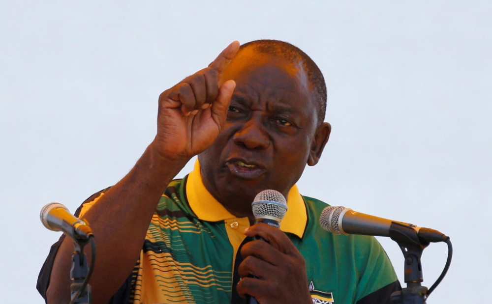 African National Congress (ANC) President Cyril Ramaphosa addresses supporters during the Congress' 106th anniversary celebrations, in East London, South Africa, on Saturday. — Reuters