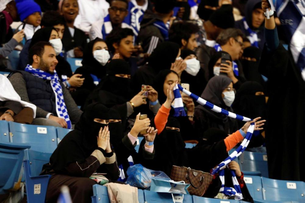 Saudi women at Riyadh stadium