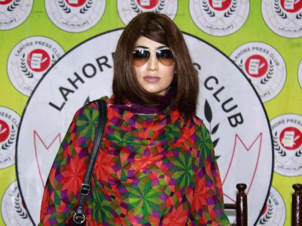 This file photo taken on June 28, 2016 shows Pakistani social media celebrity Qandeel Baloch arriving for a press conference in Lahore. — AFP