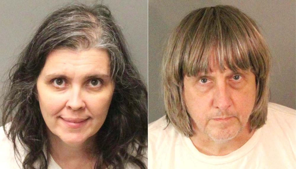 This combination of pictures shows booking photos from the Riverside County Sheriff's Department of David Allen Turpin (R), 57, and Louise Anna Turpin, 49. The California couple have been arrested after authorities found a dozen malnourished siblings held captive in their home, some shackled in the dark to their beds with chains and padlocks. — AFP 