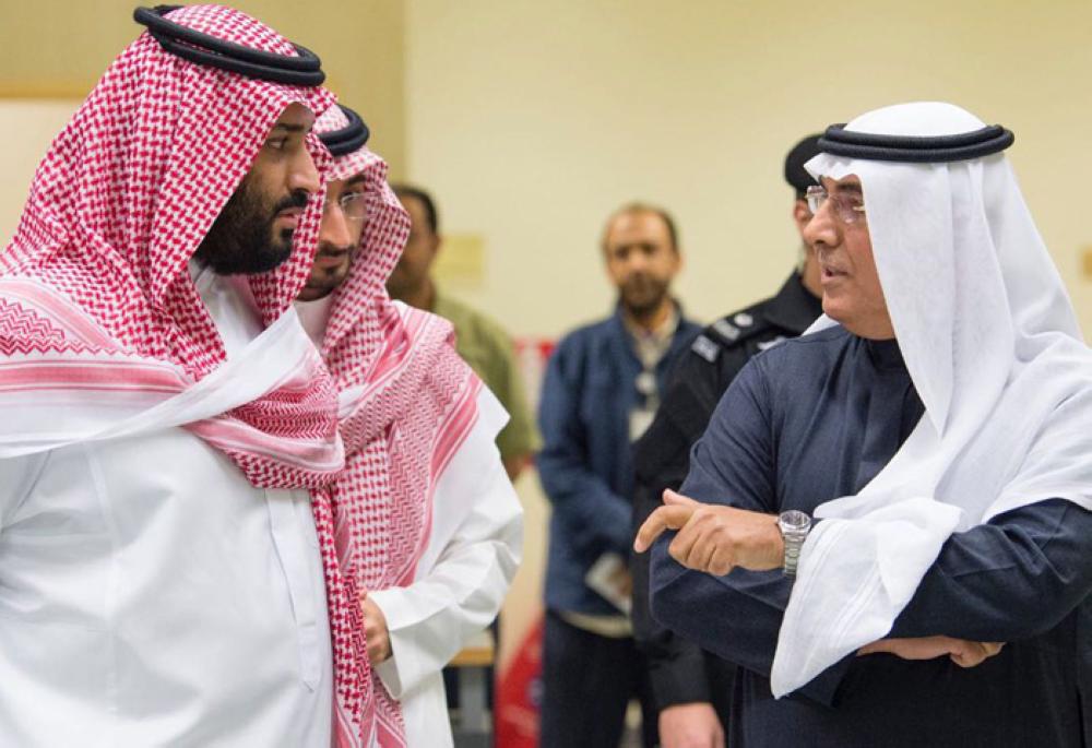 Crown Prince Muhammad Bin Salman, deputy premier and minister of defense, visiting the Jeddah Desalination Plant Wednesday evening. -- SPA