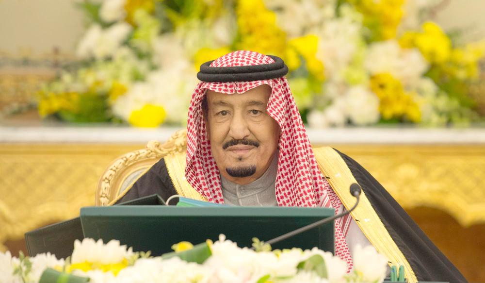

Custodian of the Two Holy Mosques King Salman chairs the Council of Ministers’ session at Al-Yamamah Palace in Riyadh on Tuesday. — SPA