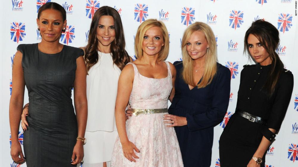The Spice Girls, from left, Melanie Brown, Melanie Chisholm, Geri Horner, Emma Bunton and Victoria Beckham.