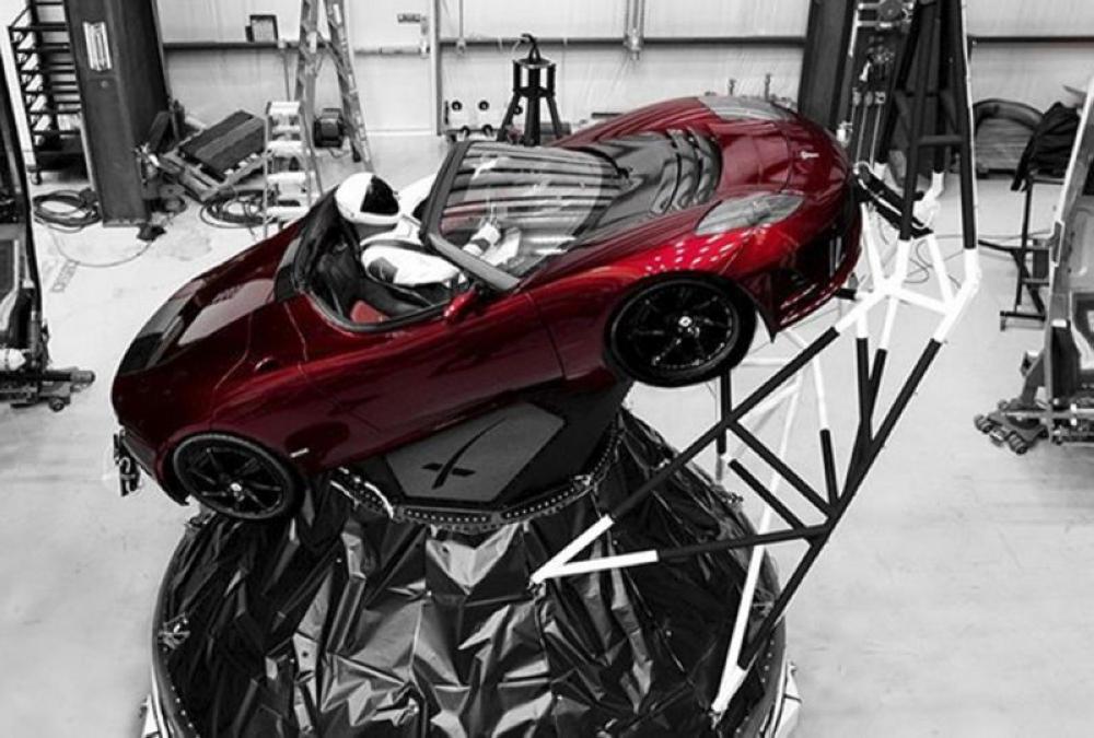 A mannequin “Starman” sits at the wheel of a Tesla Roadster in this photo posted on the Instagram account of Elon Musk, head of auto company Tesla and founder of the private space company SpaceX. - AP