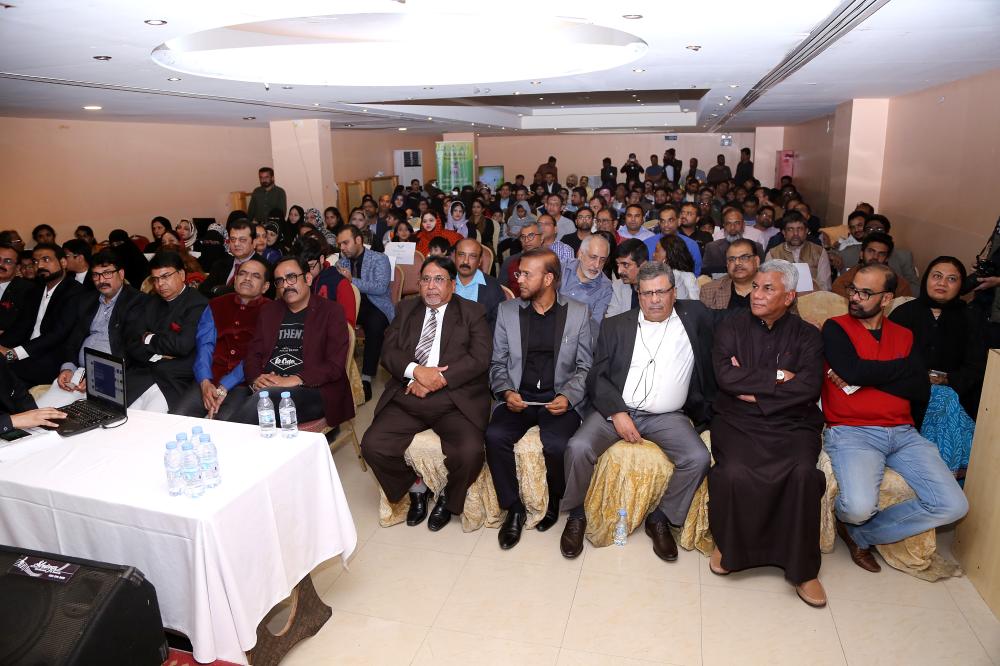 A group of performers and organizers of 3S Group in Al-Khobar musical evening. — SG photo