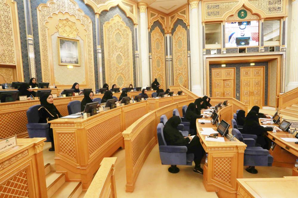 

Female members of the Shoura Council attending a session in Riyadh on Tuesday. — SPA