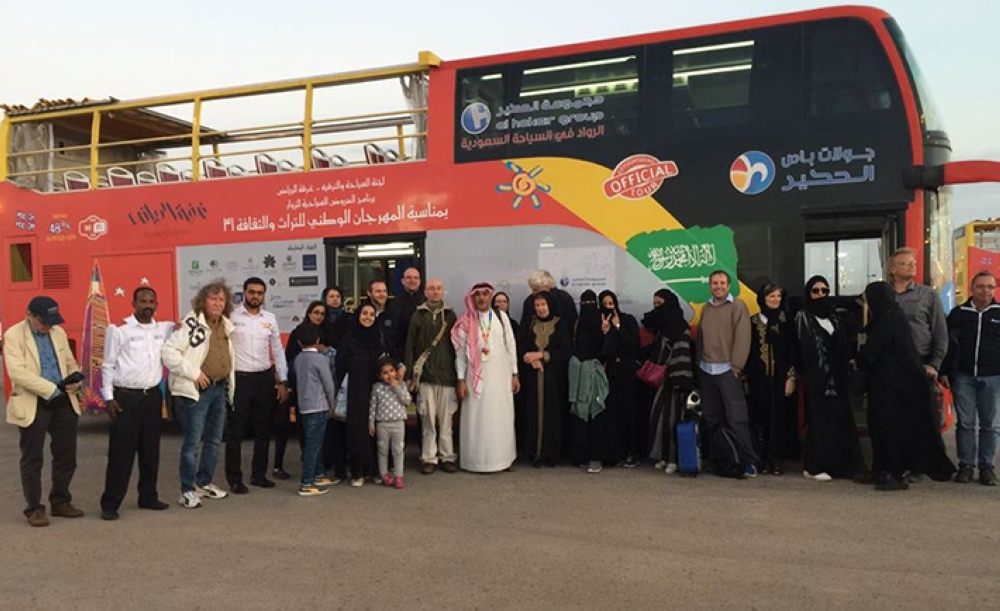Officials gather during the launch of the Jeddah tourist bus service last March. — File photo  