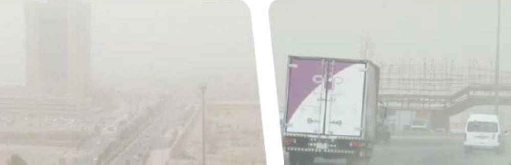 The General Authority of Meteorology and Environmental Protection has asked motorist to be extremely cautious as visibility is reduced to about one km or less because of the continuing dust storm. — Okaz photos