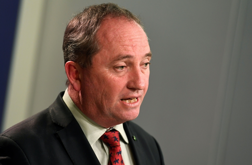 Australian Deputy Prime Minister Barnaby Joyce addresses a press conference in Sydney in this July 5, 2016 file photo. — AFP