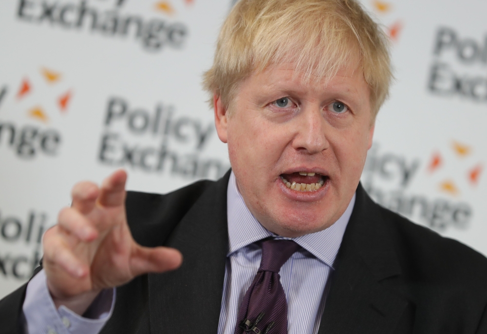 Britain’s Foreign Secretary Boris Johnson delivers a speech in central London on Wednesday. — AFP