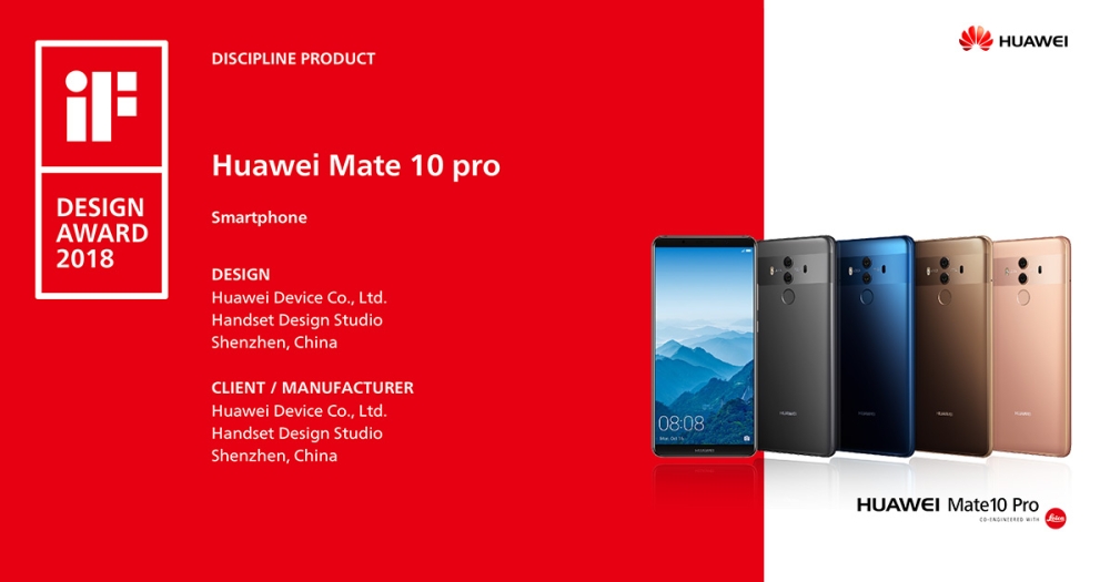 Huawei products wins 2018 
prestigious iF Design Awards