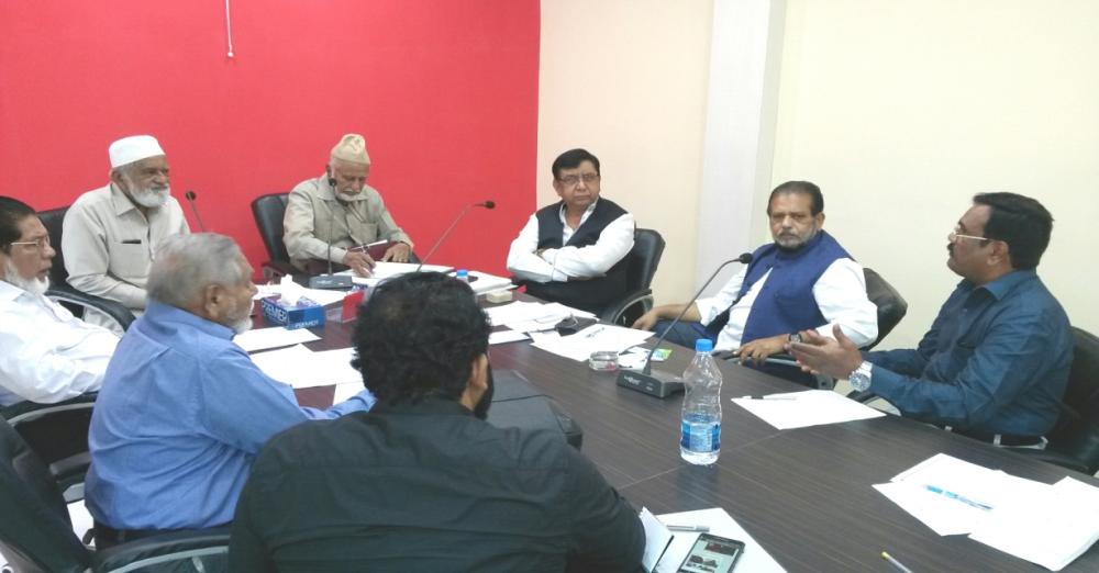 A view of the extraordinary meeting of Board-of-Trustees of Khak-e-Taiba Trust held recently.