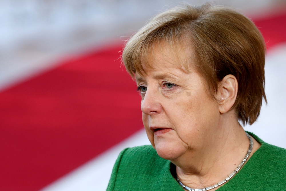 Germany’s Chancellor Angela Merkel briefs the media at a European Union heads of state informal meeting in Brussels, Belgium, in this Feb. 23, 2018 file photo. — Reuters