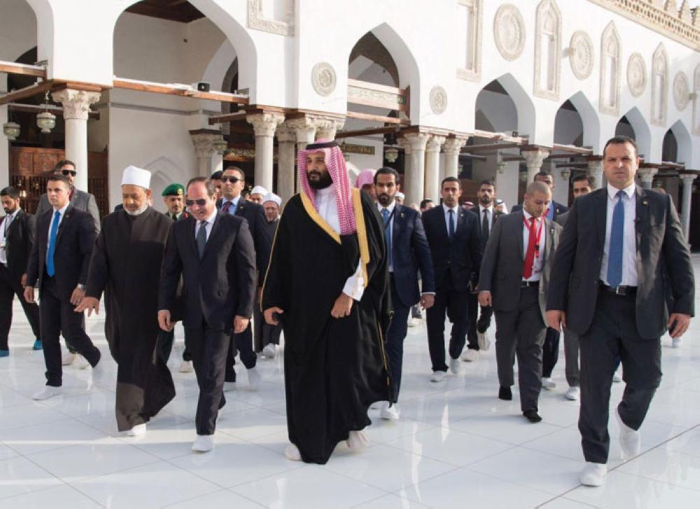 Crown Prince and Sisi open renovated Al-Azhar Mosque