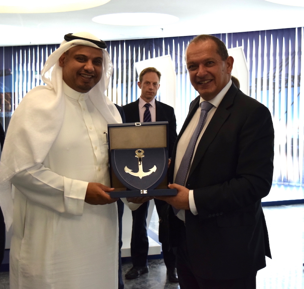 British Ambassador Simon Collis presented a memento at the King Abdullah Port. — Courtesy photo