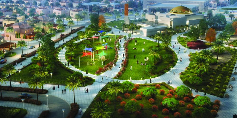 An aerial rendition of Al-Hijaz Miram Housing Project in King Abdullah Economic City