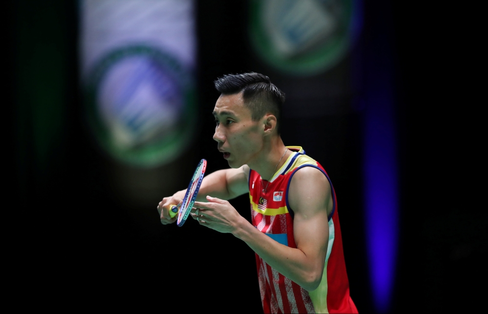 Malaysia's Lee Chong Wei in action during the men's singles first round of the Yonex All England Open Badminton Championships at Arena Birmingham, Birmingham, Britain, on Wednesday. — Reuters