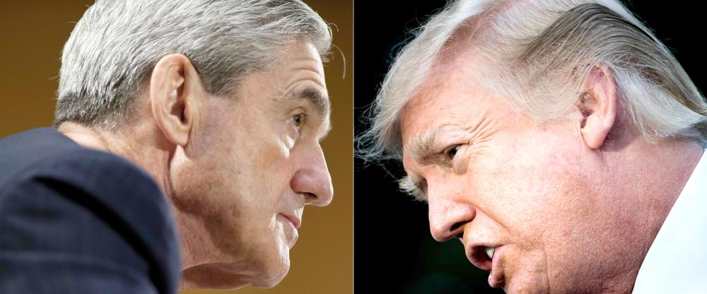 This combination of file pictures shows FBI Director Robert Mueller, left, and US President Donald Trump, right. — AFP