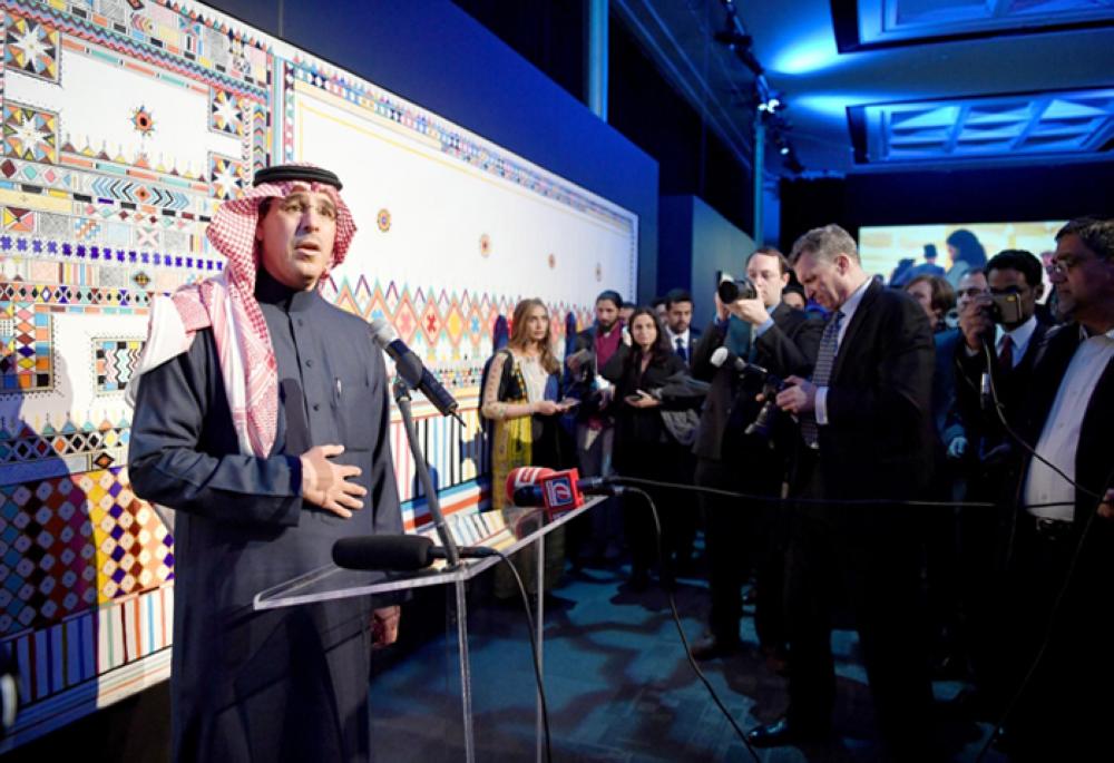 Minister of Culture and Information Awwad Al-Awwad visiting the event organized by the MiSK Art Institute in Washington on Wednesday evening –SPA
