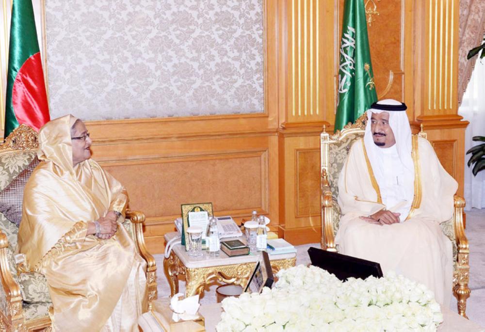 Custodian of the Two Holy Mosques King Salman meets with Bangladesh Prime Minister Sheikh Hasina during her visit to the Kingdom. 