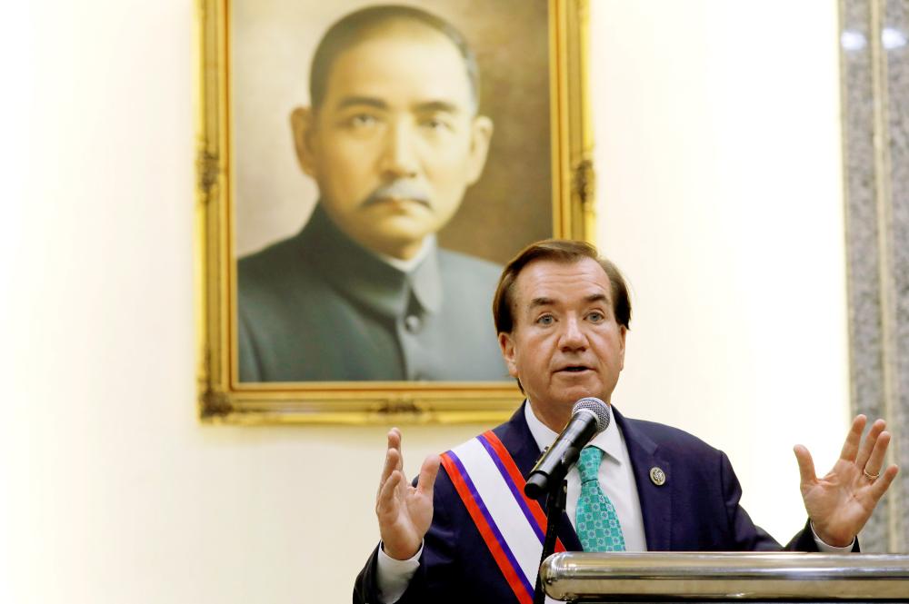 US House Foreign Affairs Committee Chairman Ed Royce speaks during a meeting with Su Chia-chyuan, president of the Legislative Yuan in Taipei, Taiwan, on Tuesday. — Reuters
