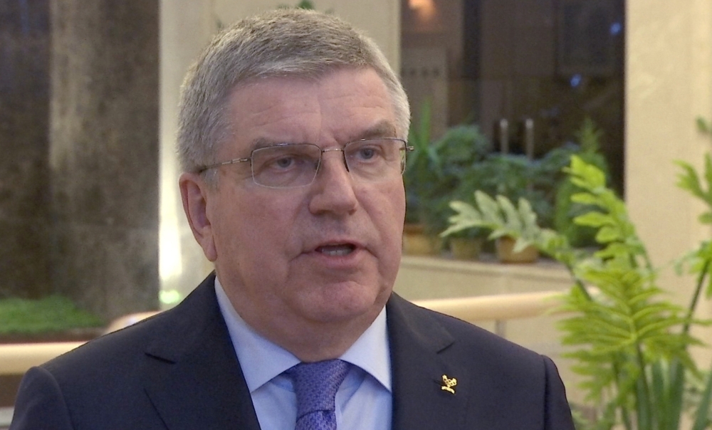 Thomas Bach, president of the International Olympic Committee, talks to The Associated Press about his visit to North Korea in the Koryo Hotel, Pyongyang, North Korea, Friday. Bach arrived in Pyongyang on Thursday to meet with North Korean leader Kim Jong Un and discuss development of sports in North Korea with the preparation of its athletes to qualify and participate in upcoming Olympics. — AP