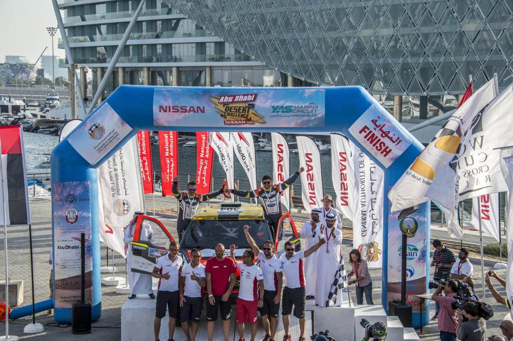 Martin Prokop and co-driver David Pabiska celebrate at the finish.