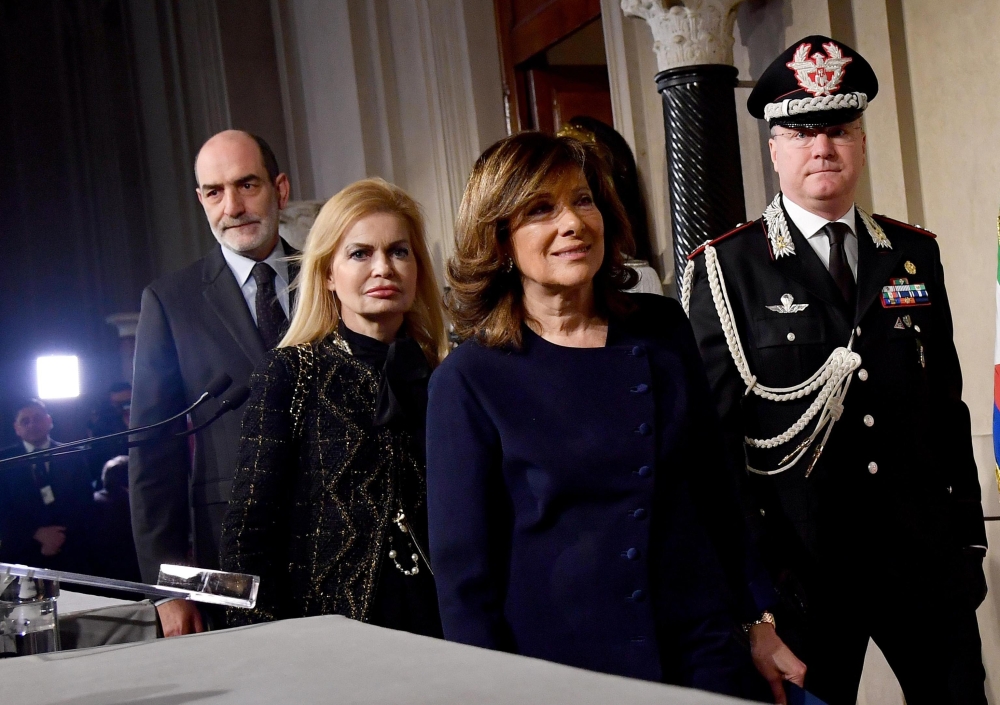 Senate Speaker Elisabetta Casellati leaves the Quirinal Palace after meeting Italian President Sergio Mattarella  for the first round of formal political consultations following the general elections, in Rome, on Wednesday. — EPA