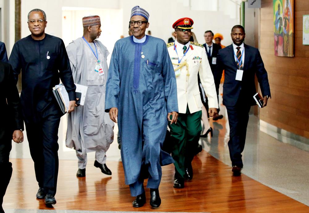 Nigeria’s President Muhammadu Buhari arrives for the 30th Ordinary Session of the Assembly of the Heads of State and the Government of the African Union in Addis Ababa, Ethiopia, in this Jan. 28, 2018 file photo. — Reuters