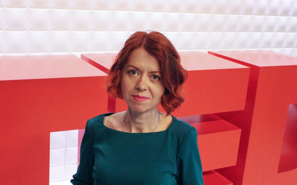 StopFake.org co-founder Olga Yurkova poses for a photograph after speaking about fighting fake news in the Ukraine at the TED Conference in Vancouver, Canada, on Tuesday. — AFP