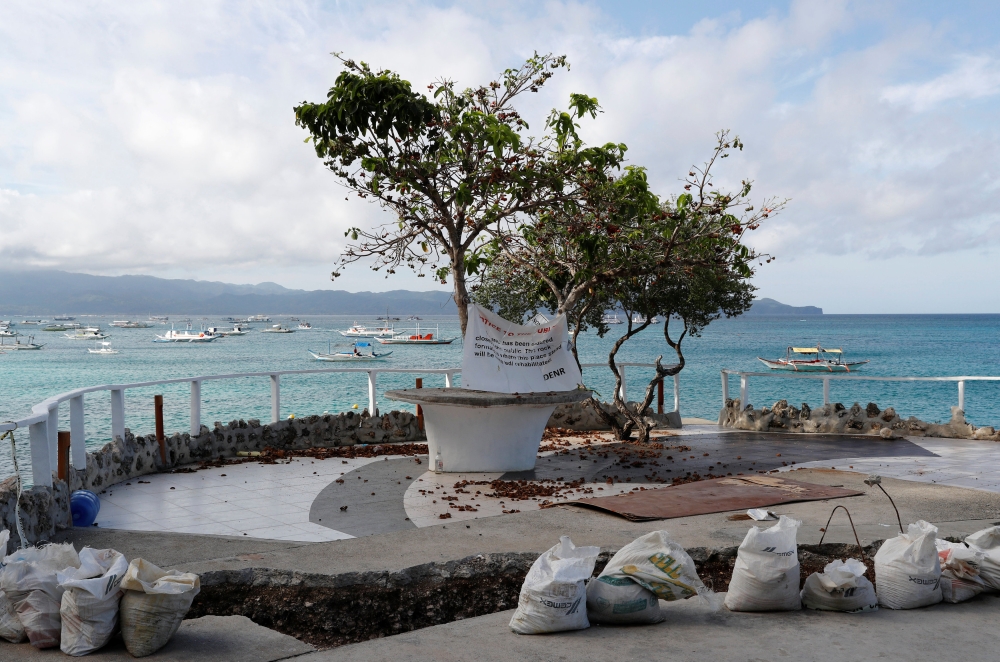 A view of a rock formation transformed into a mini park in the closed West Cove resort on Boracay island, Philippines, on Tuesday. — Reuters