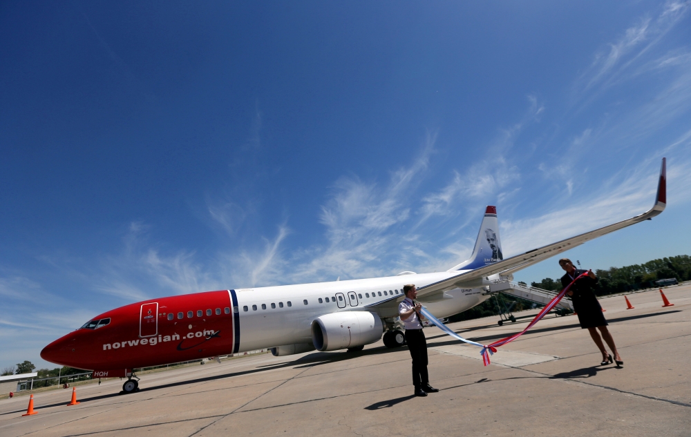 A Norwegian Air Boeing 737-800 is seen during the presentation of Norwegian Air first low cost transAtlantic flight service from Argentina at Ezeiza airport in Buenos Aires, Argentina, recently. — Reuters