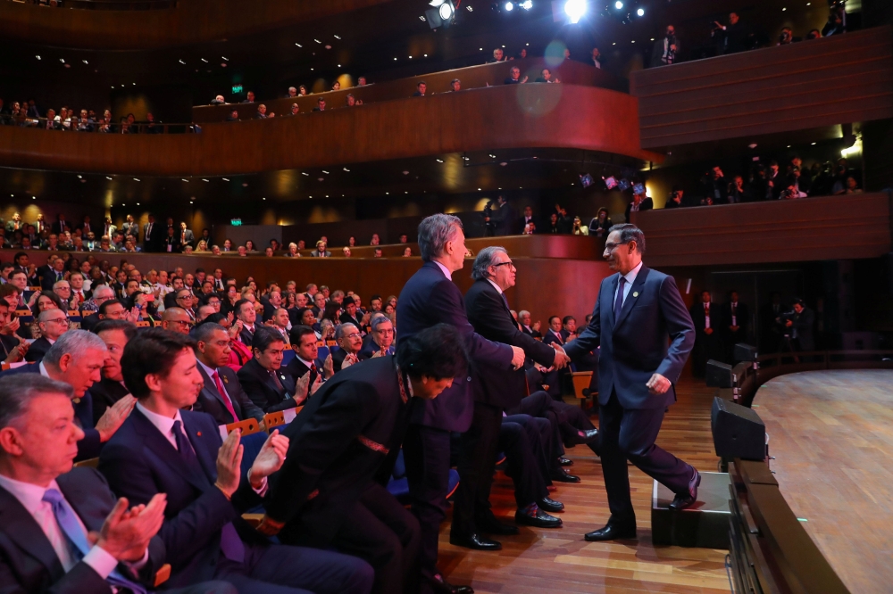 Peru’s President Martin Vizcarra attends the inauguration of the VIII Summit of the Americas in Lima, Peru, on Friday. — Reuters