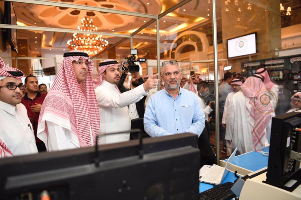 Minister of Culture and Information Awwad Al-Awwad inspects the arrangements for the media coverage of the Arab Summit in Dhahran on Saturday. 