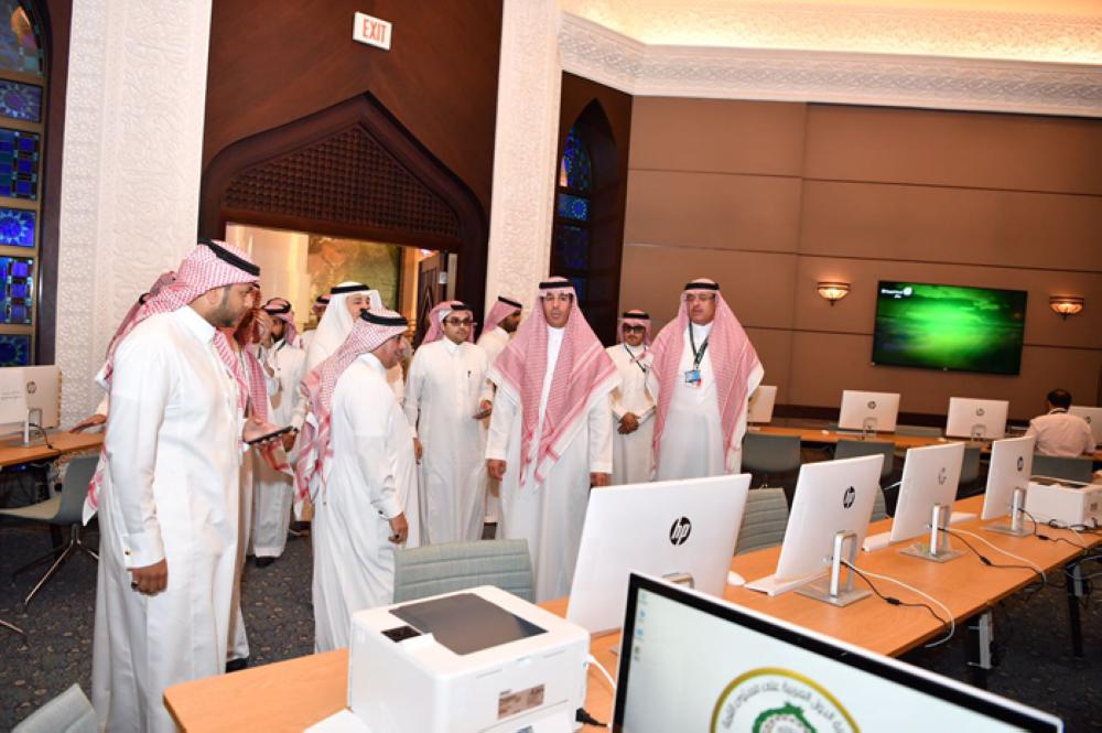 Minister of Culture and Information Awwad Al-Awwad inspects the arrangements for the media coverage of the Arab Summit in Dhahran on Saturday. 