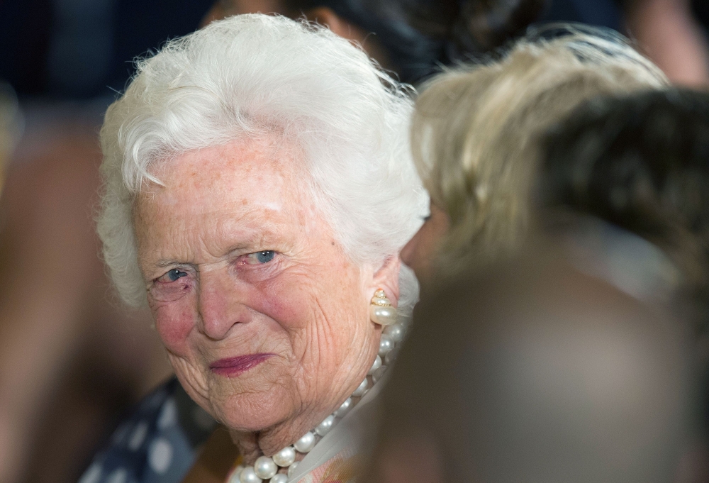 Former US First Lady Barbara Bush attends a White House ceremony to recognize the Points of Light volunteer program in Washington in this July 15, 2013 file photo. — AFP