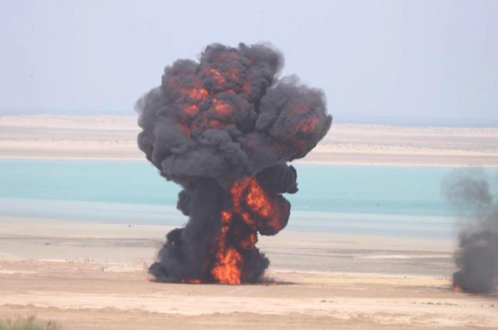 Custodian of the Two Holy Mosques King Salman along with leaders and representatives of 25 countries witnesses the conclusion of the Joint Gulf Shield 1 military drills in Jubail on Monday. — SPA