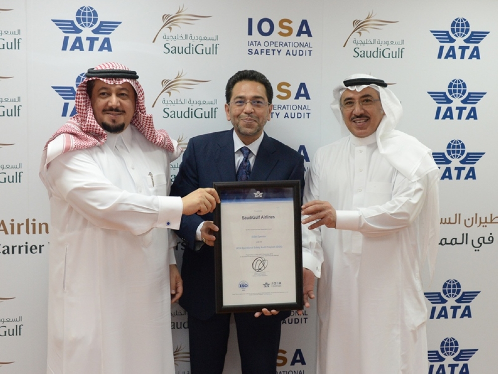 SaudiGulf Airlines on receiving the IOSA certificate.