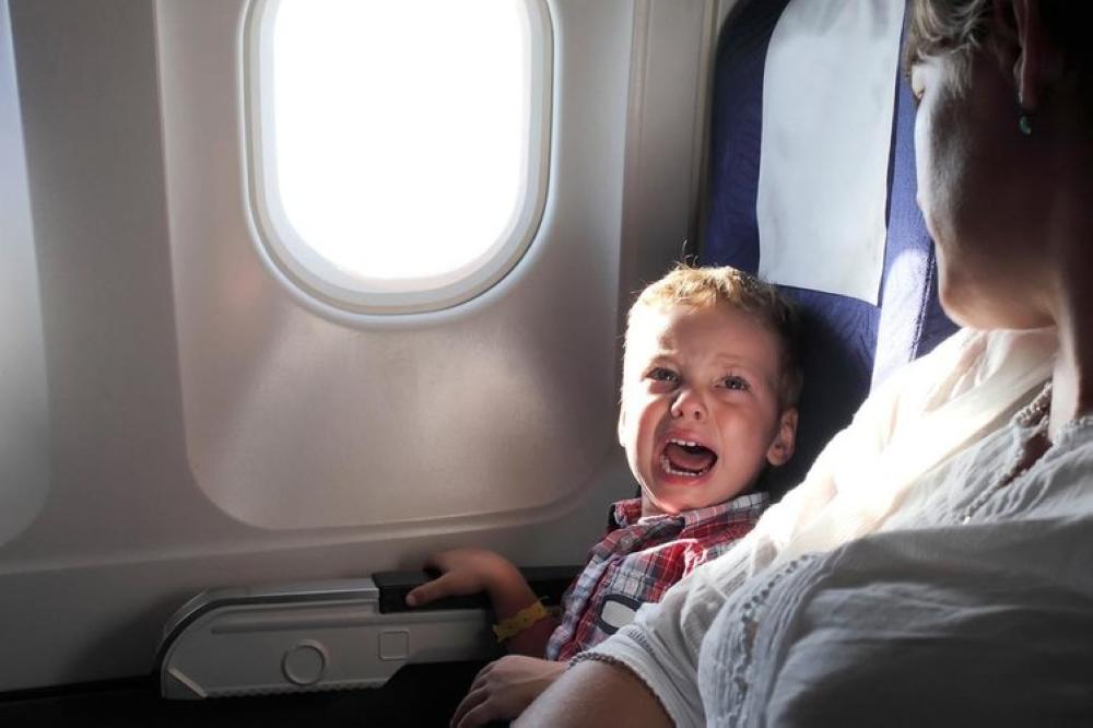 Crying babies overwhelm parents and passenger during flight