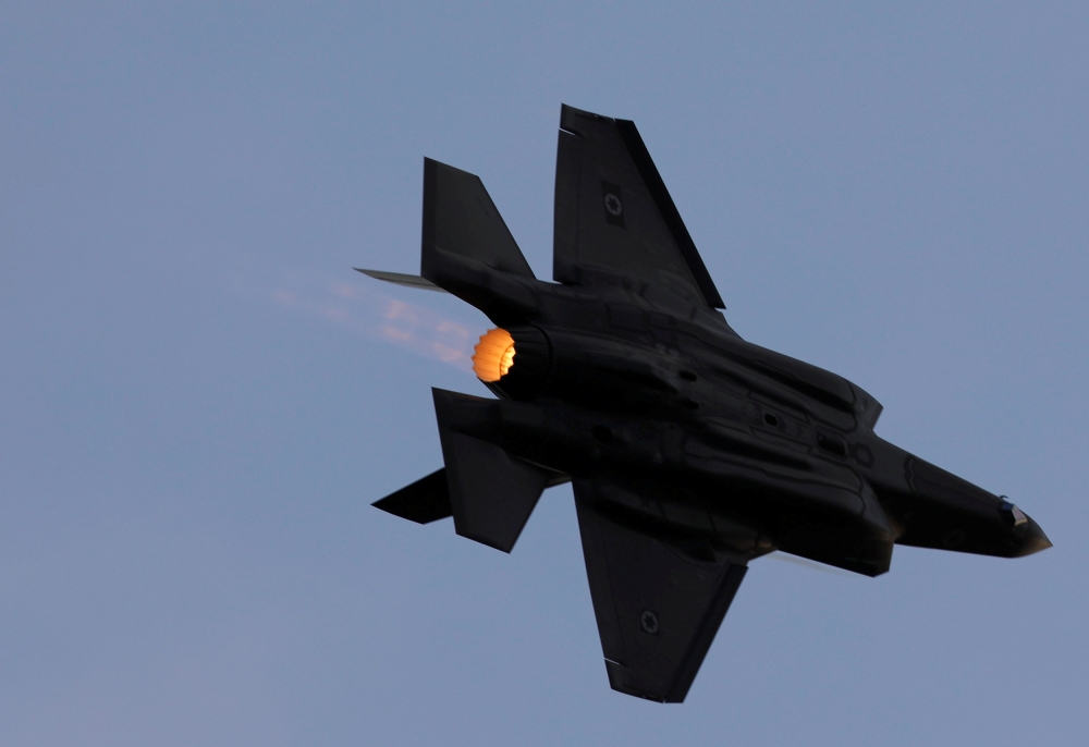 An Israeli Air Force F-35 fighter jet flies during an aerial demonstration at a graduation ceremony for Israeli Air Force pilots at the Hatzerim Airbase in southern Israel. — Reuters