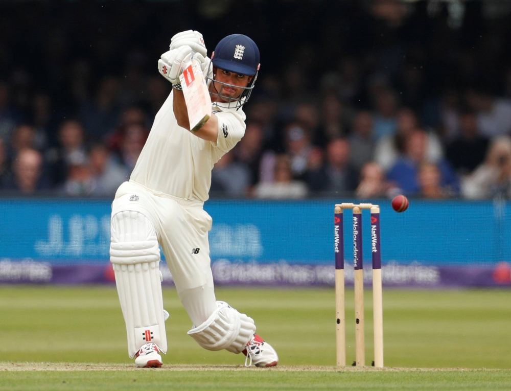 England's Alastair Cook in action  against Pakistan during the first Test at Lord's Cricket Ground, London, on Thursday. — Reuters