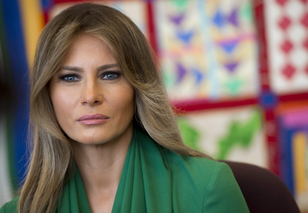 US First Lady Melania Trump talks with students during a visit with Jordan's queen to the Excel Academy Public Charter School in Washington in this April 5, 2017 file photo. — AFP