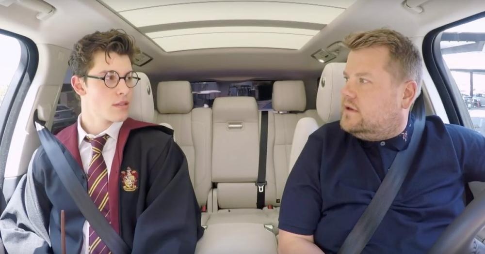 Shawn Mendes, left, is seen with James Corden during an episode of the 