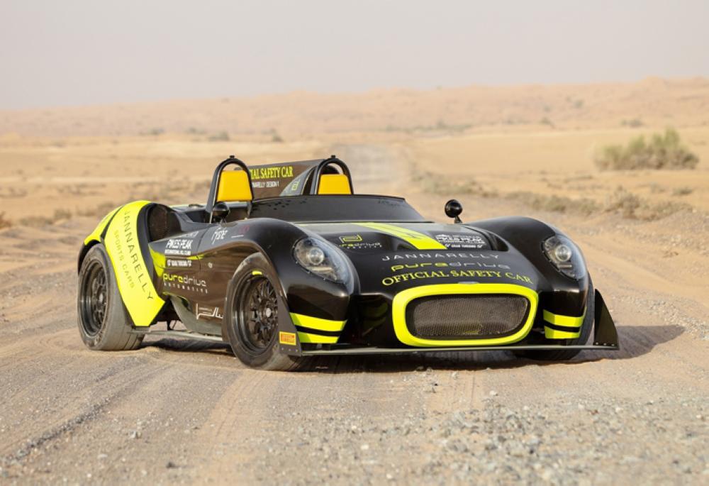 Jannarelly’s Design-1 sportscar features ‘Official Safety Car’ (OSC)  designed, developed and operated by a team co-created with fellow Dubai-based automotive pioneer, PureDrive Automotive, and supported by Pirelli.
