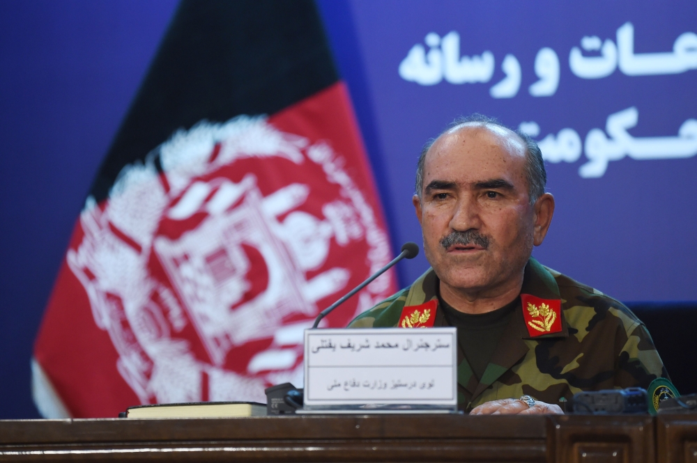 Afghan Army Chief of Staff, General Sharif Yaftali, looks on as he peaks during a press conference in Kabul in this June 7, 2018 file photo. — AFP