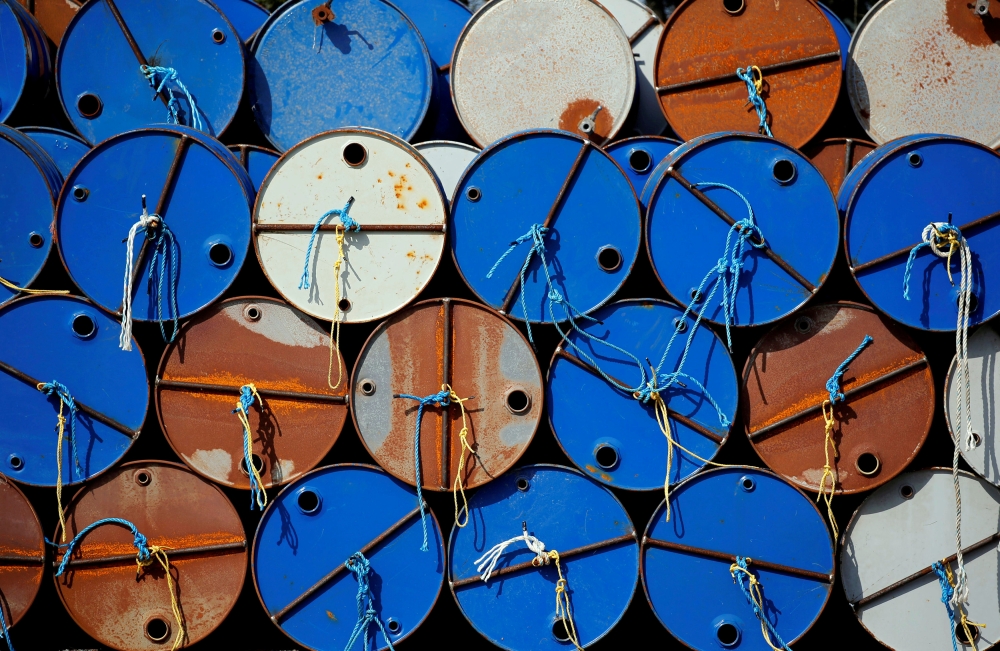 Oil barrels are pictured at the site of Canadian group Vermilion Energy in Parentis-en-Born, France, in this Oct. 13, 2017. — Reuters