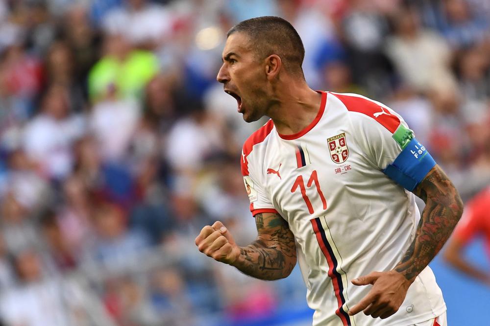 Serbia's Aleksandar Kolarov scores their only goal past Costa Rica's goalkeeper Keylor Navas Sunday. — Reuters   