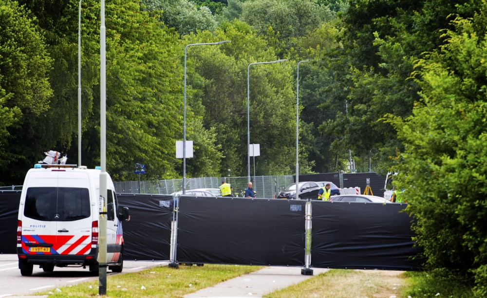 Dutch police sealed off the site after a van reportedly run into a group of concert goers at a festival in Landgraaf, The Netherlands, on Monday. — EPA