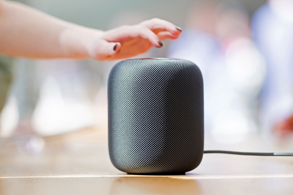 In this file photo an Apple HomePod speaker rests on display at the company's retail store in San Francisco, California. — AFP